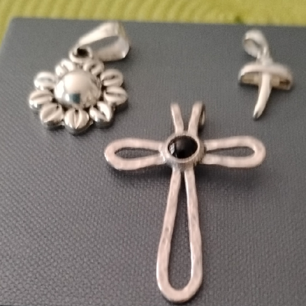 Silver Cross (2) and Flower Pendant Collection